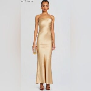 Retrofete Strapless Gold Dress Keaton Silk Dress Nude XXS